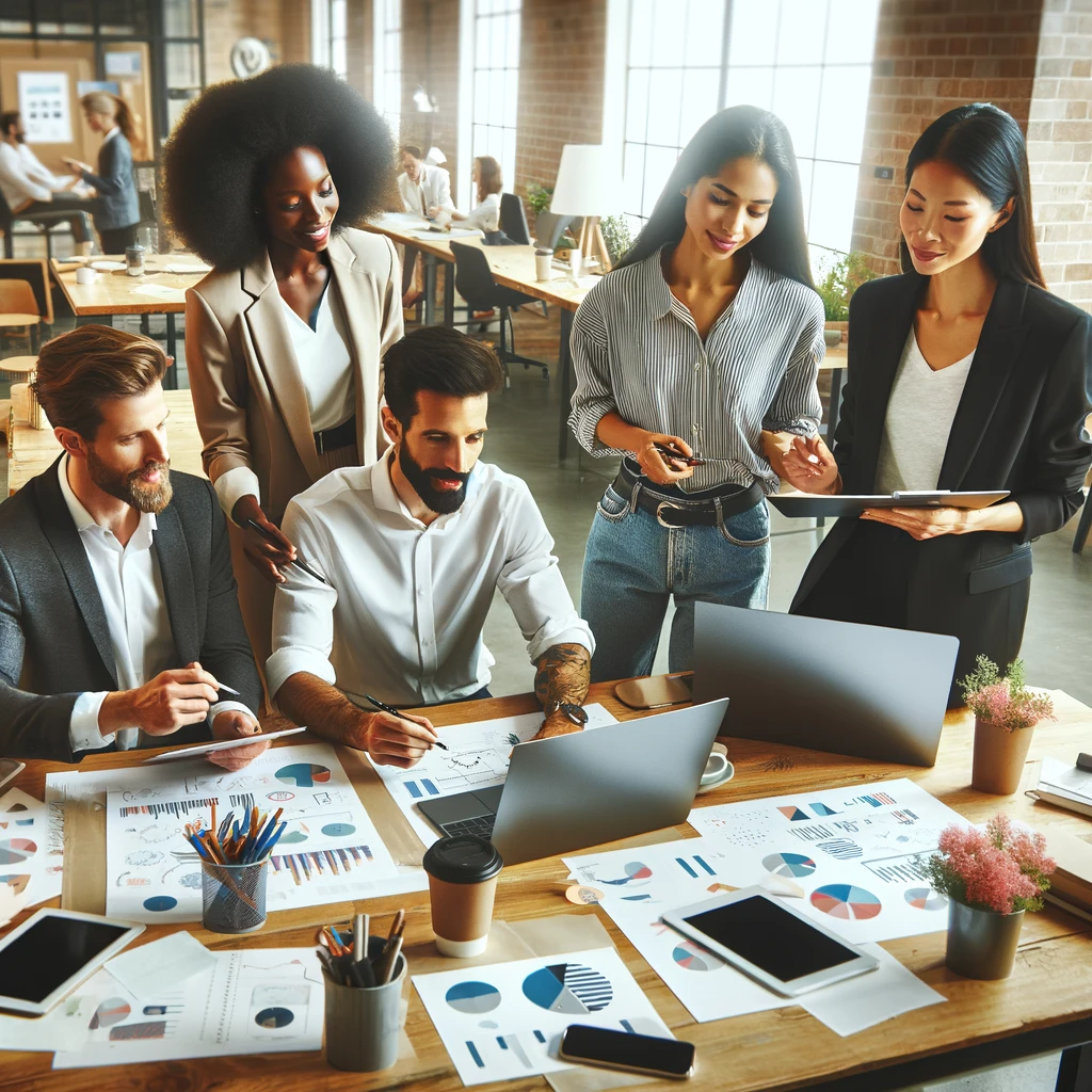 Équipe diverse et inclusive en milieu professionnel - pratiques de recrutement.