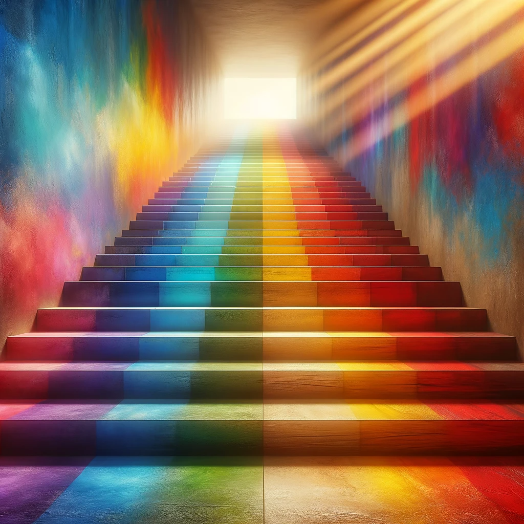 Escalier symbolisant le chemin vers un recrutement plus inclusif - diversité et inclusion."