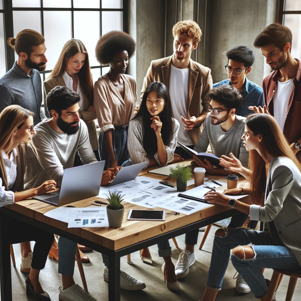 Jeunes professionnels collaborant dans un espace de travail inclusif