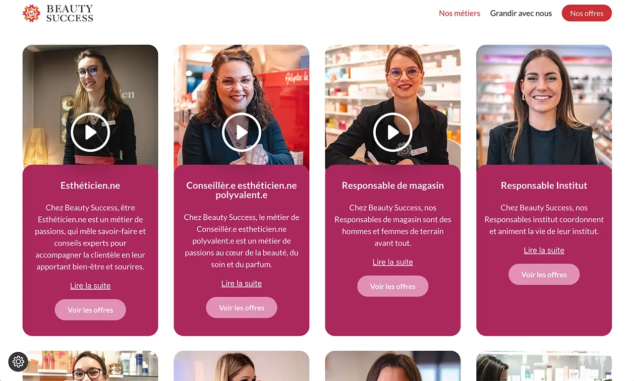Site carrière Beauty Success